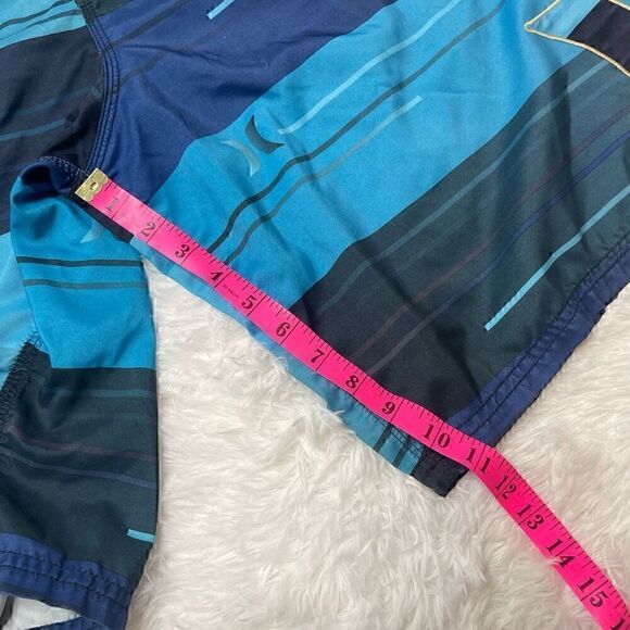 Hurley Swim Trunks Shorts Mens Size 36 Blue Stripe Surf Summer Pocket - Picture 8 of 10